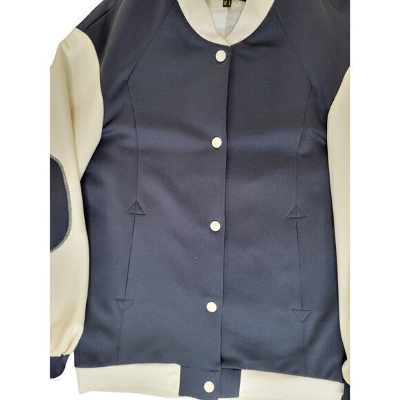 Kai-aakmann Letterman Style Jacket Blue/Off-white size Small Lined Elbow Patches - Picture 5 of 10